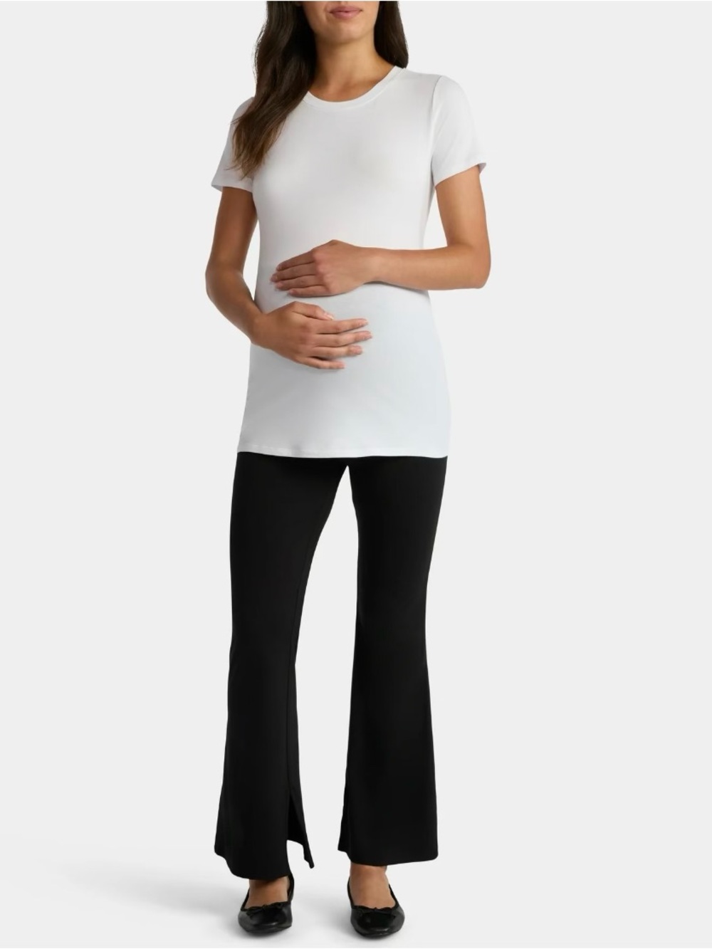 Maternity Non Shirred Tee with Short Sleeves